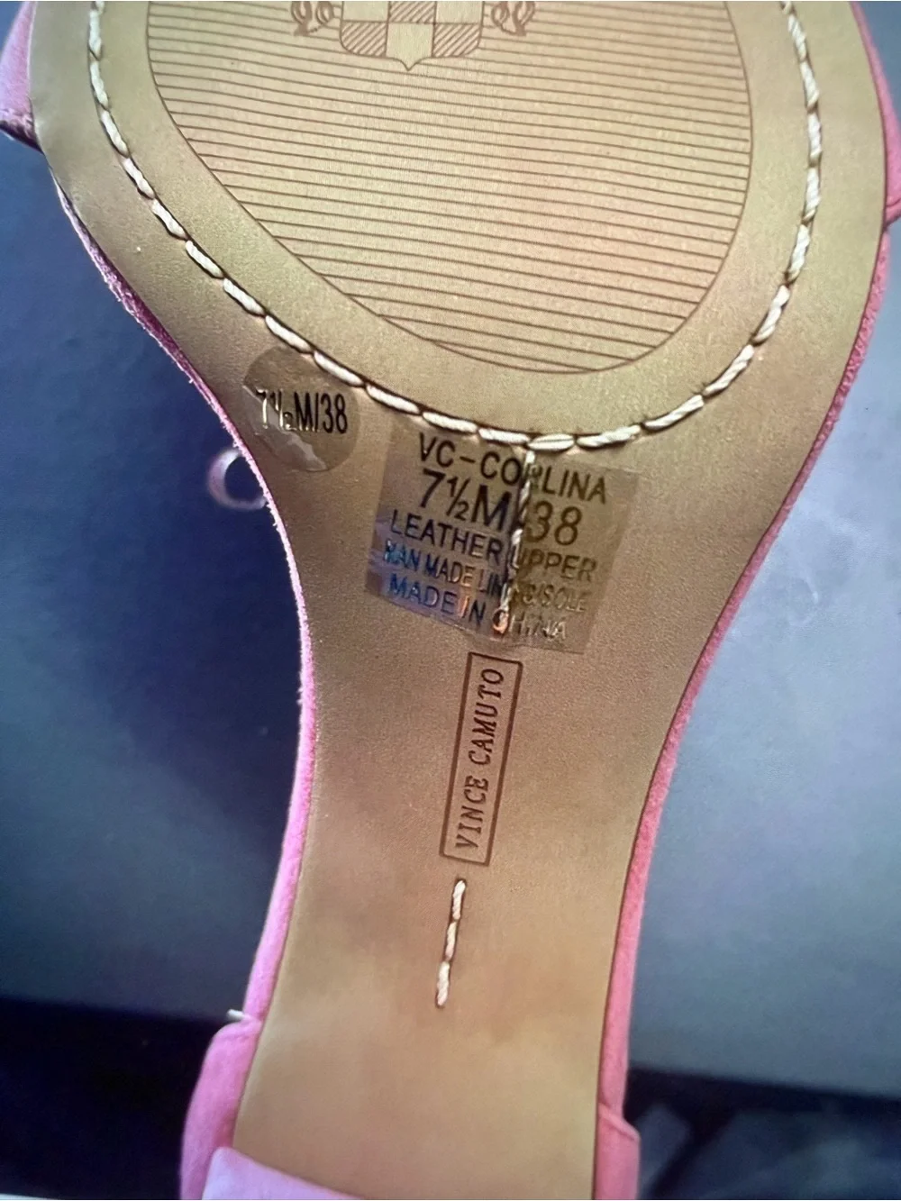 Vince Camuto Pink Suede Ankle-Strap Block Heel Sandals